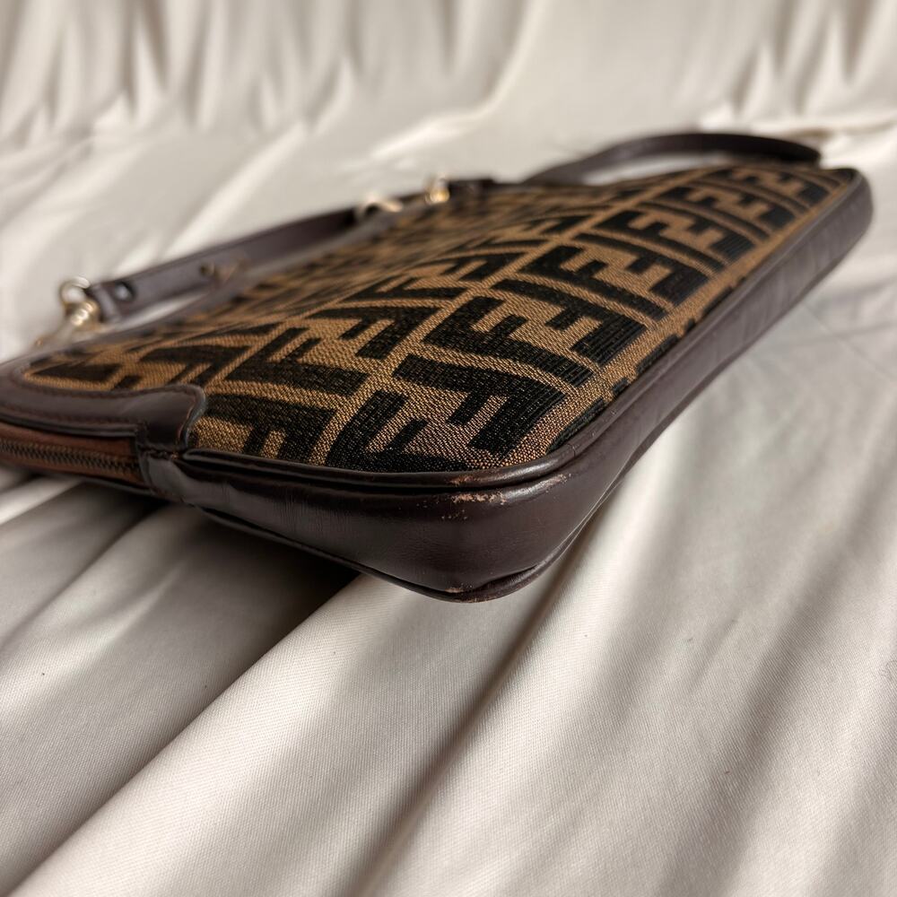 Vintage Fendi Zucca Canvas and Leather Monogram Thin Shoulder Bag - Picture 8 of 16